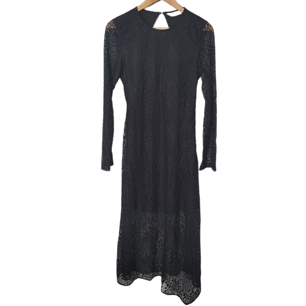And Other Stories Black Lace Open Back Midi Dress NWT